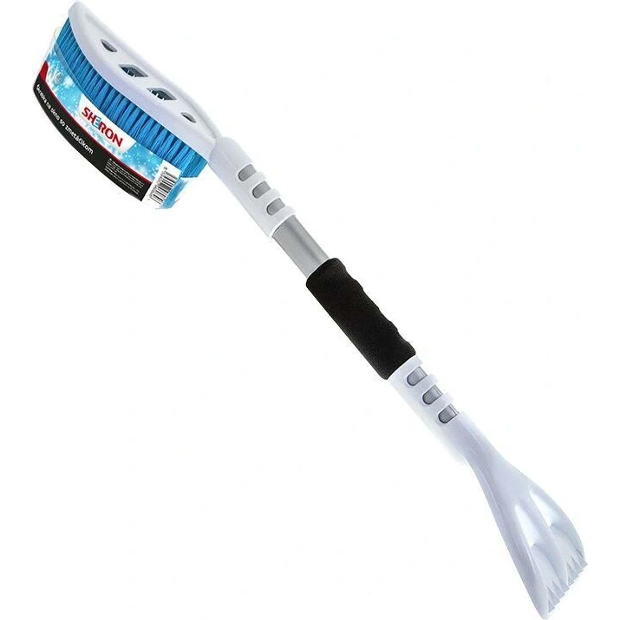 Škrabka s metličkou na sníh bílo-modrá